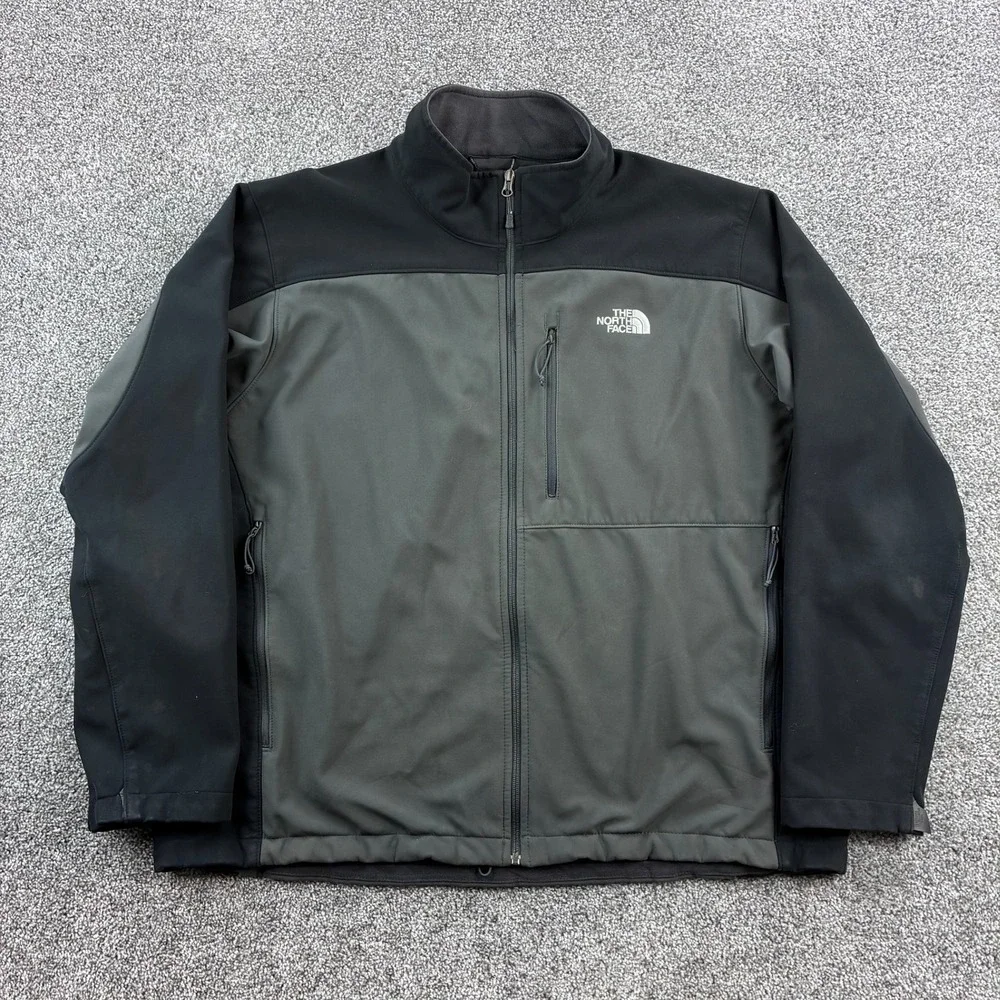 The North Face Apex Bionic Jacket Mens 2XL Gray Black Soft Shell Full Zip